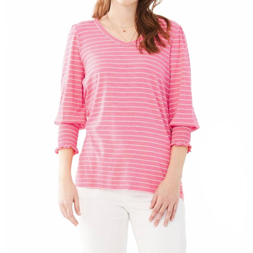NEW FDJ smocked cuffs top in flamingo